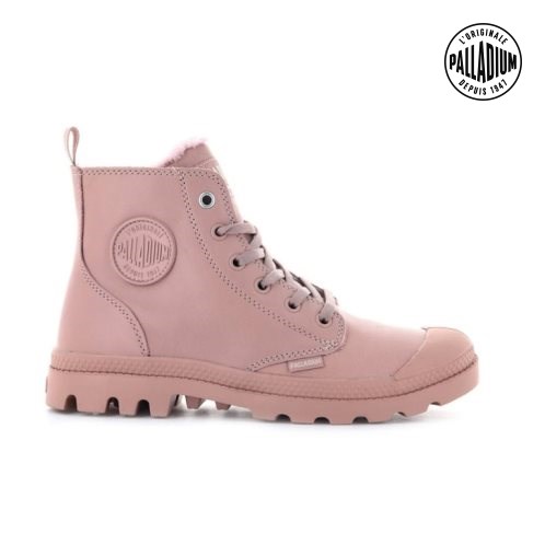 Palladium Pampa Hi Zip Leather S Women's Boots Rose | UK N038-KGZ